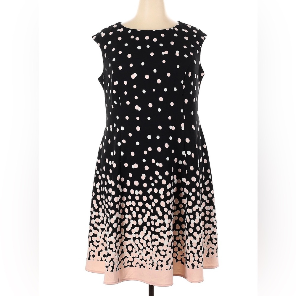 London Times 16W Polka Dot Fit and Flare Dress